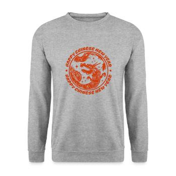Chinesisches Neujahr Drache China Asian I Geschenk - Unisex Pullover - Weißgrau meliert - Vorne - Alina (178cm) & Michal (187cm)