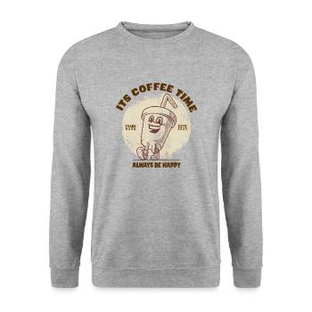 Its Coffee Time - Unisex Pullover - Weißgrau meliert - Vorne - Alina (178cm) & Michal (187cm)