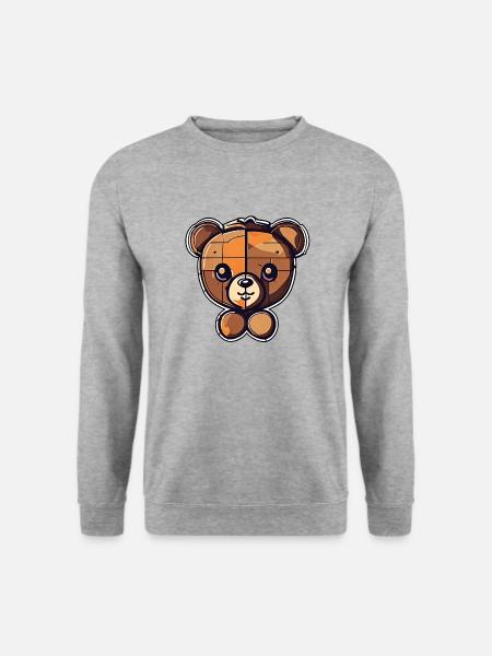 Teddybär / Kuscheltier / Stofftier / Geschenkidee - Unisex Pullover - Weißgrau meliert