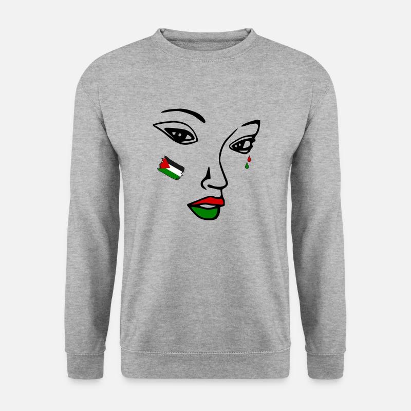 Free palestine frauen gesicht - Unisex Pullover - Weißgrau meliert