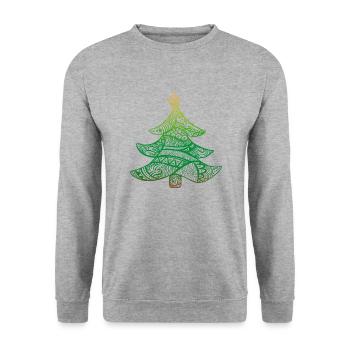 Weihnachtsbaum - Unisex Pullover - Weißgrau meliert - Vorne - Alina (178cm) & Michal (187cm)