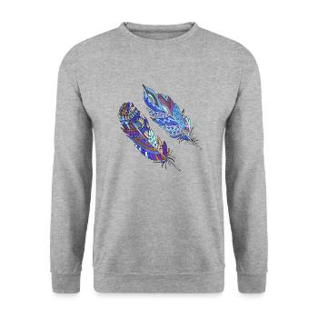 Feder - Unisex Pullover - Weißgrau meliert - Vorne - Alina (178cm) & Michal (187cm)