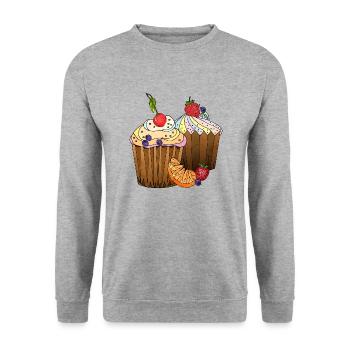 Cakes - Unisex Sweatshirt - salt & pepper - Front - Alina (178cm) & Michal (187cm)