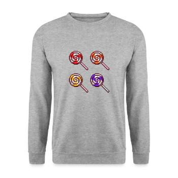 Sucettes Candy Caramel Sucre Rétro Pixel - Sweat-shirt Unisexe - gris chiné - Devant - Alina (178cm) & Michal (187cm)