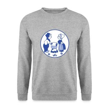 Bleu de Delft embrassant des enfants avec une vache - Sweat-shirt Unisexe - gris chiné - Devant - Alina (178cm) & Michal (187cm)