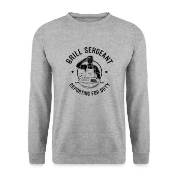 Grill Sergeant Reporting For Duty BBQ - Unisex Sweatshirt - salt & pepper - Front - Alina (178cm) & Michal (187cm)