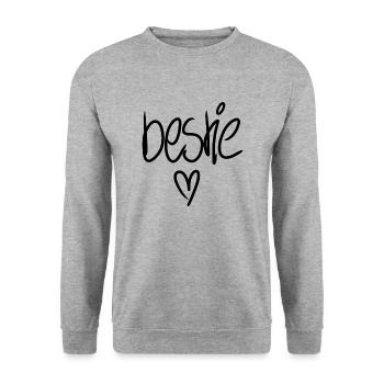 Bestie - Unisex Pullover - Weißgrau meliert - Vorne - Alina (178cm) & Michal (187cm)
