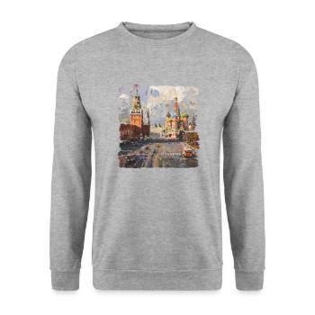 Place Rouge à Moscou - Sweat-shirt Unisexe - gris chiné - Devant - Alina (178cm) & Michal (187cm)