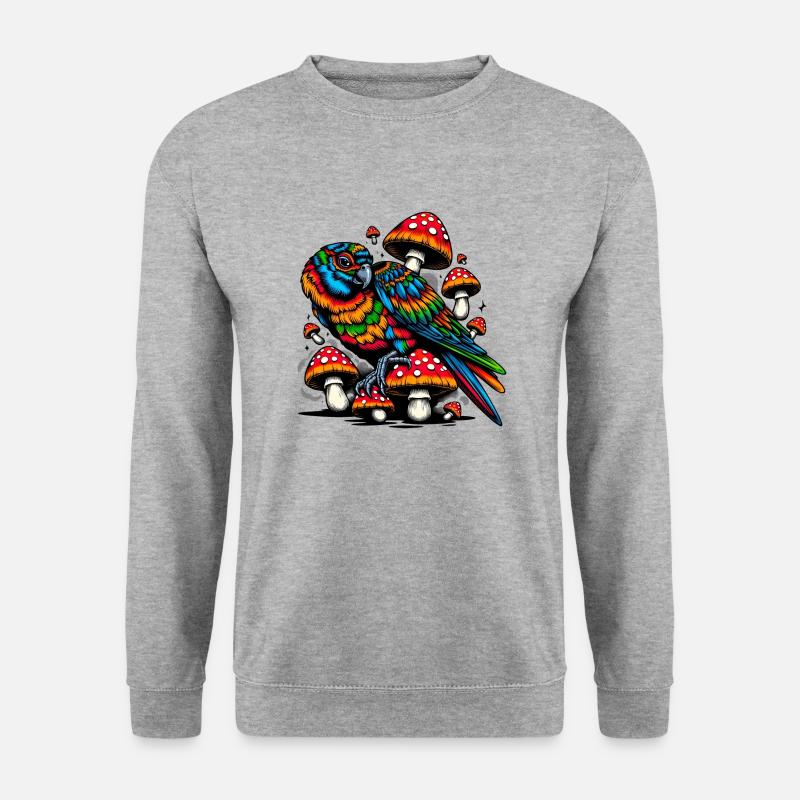 Psychedelic Parrot Paradise - Unisex Pullover - Weißgrau meliert