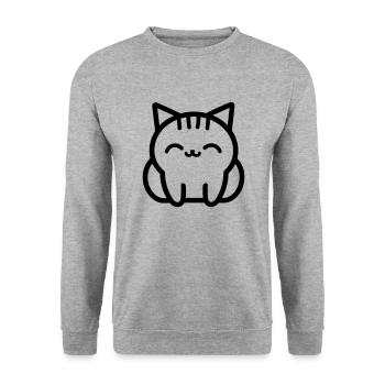 Katze - Unisex Pullover - Weißgrau meliert - Vorne - Alina (178cm) & Michal (187cm)