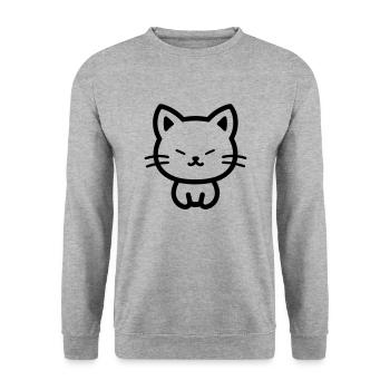 Katze - Unisex Pullover - Weißgrau meliert - Vorne - Alina (178cm) & Michal (187cm)