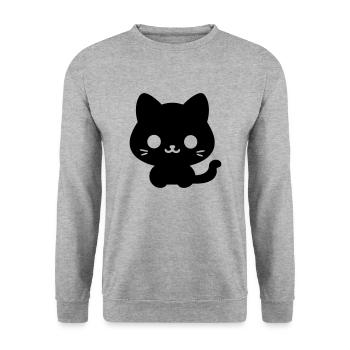 Katze - Unisex Pullover - Weißgrau meliert - Vorne - Alina (178cm) & Michal (187cm)