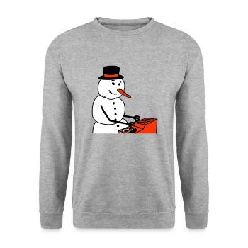 Winter DJ Snowman Mixer Mixer Music Party - Unisex Sweatshirt - salt & pepper - Front - Alina (178cm) & Michal (187cm)