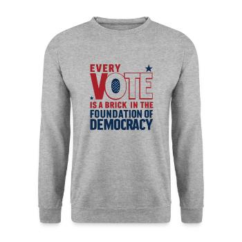 Jede Stimme zählt – das Fundament der Demokratie - Unisex Pullover - Weißgrau meliert - Vorne - Alina (178cm) & Michal (187cm)