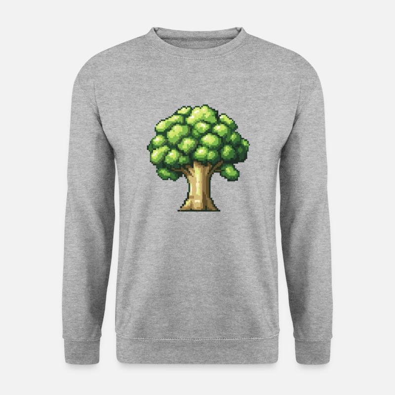 Brokkoli Pixel Gamer - Unisex Pullover - Weißgrau meliert