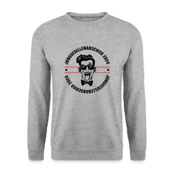 Junggesellenabschied 2024 - Unisex Pullover - Weißgrau meliert - Vorne - Alina (178cm) & Michal (187cm)