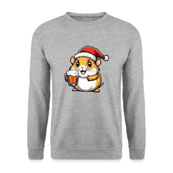 Hamster Christmas Beer - Unisex Sweatshirt - salt & pepper - Front - Alina (178cm) & Michal (187cm)
