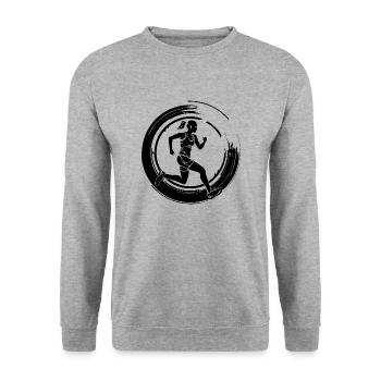 Running Marathon Woman Silhouette - Unisex Sweatshirt - salt & pepper - Front - Alina (178cm) & Michal (187cm)