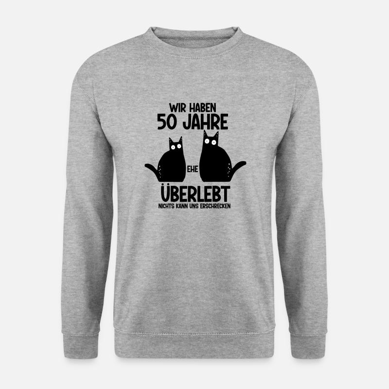 50 Jahre Ehe überlebt Goldende Hochzeit - Unisex Pullover - Weißgrau meliert