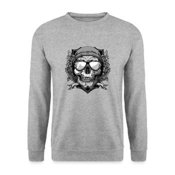 Ski Skibrille Skull Wappen - Unisex Pullover - Weißgrau meliert - Vorne - Alina (178cm) & Michal (187cm)