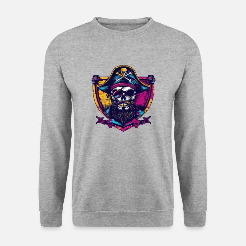 Pirat Skull Wappen - Unisex Pullover - Weißgrau meliert