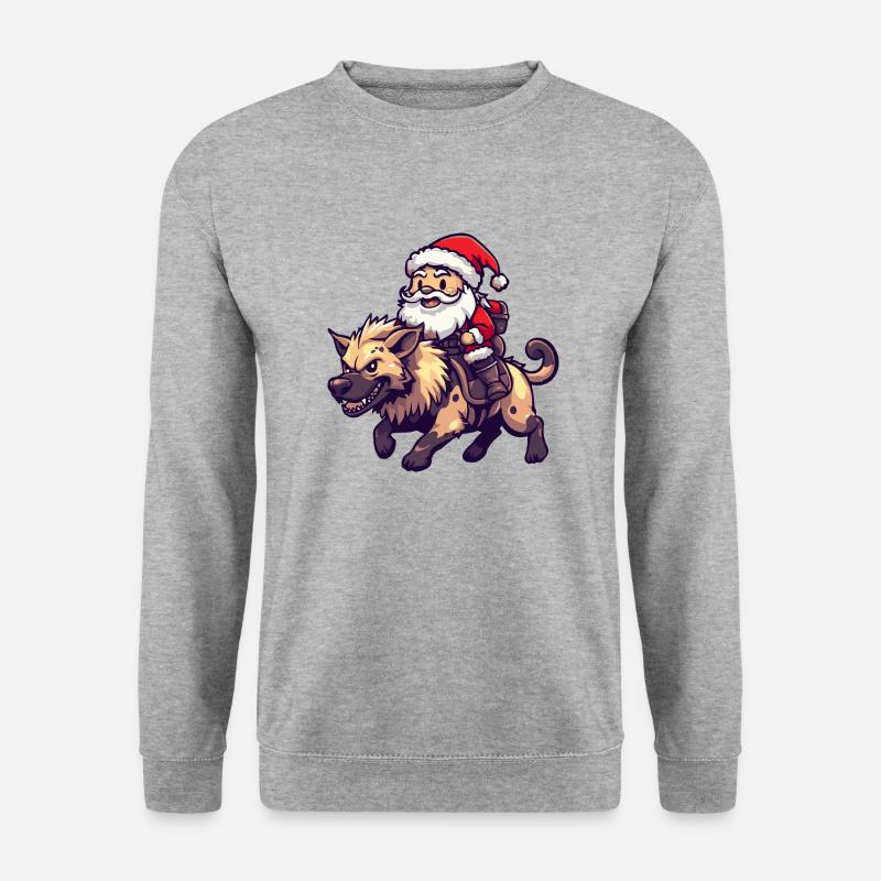 Hyäne Weihnachtsmann Cartoon - Unisex Pullover - Weißgrau meliert