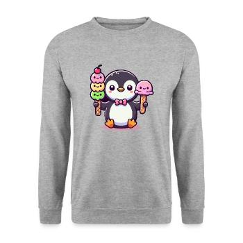 Pingouin avec glace - Sweat-shirt Unisexe - gris chiné - Devant - Alina (178cm) & Michal (187cm)