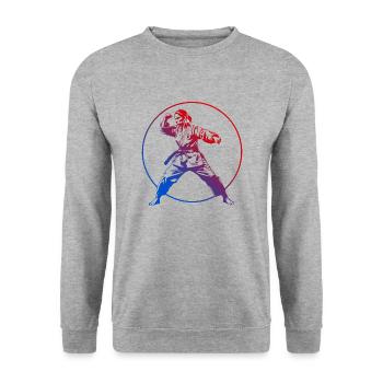 Karate Silhouette Colorful - Unisex Sweatshirt - salt & pepper - Front - Alina (178cm) & Michal (187cm)