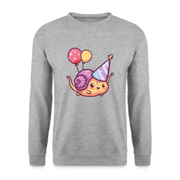 Schnecke Geburtstag Baby - Unisex Pullover - Weißgrau meliert - Vorne - Alina (178cm) & Michal (187cm)