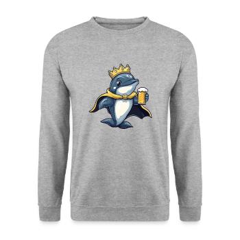 Dolphin Beer Funny - Unisex Sweatshirt - salt & pepper - Front - Alina (178cm) & Michal (187cm)