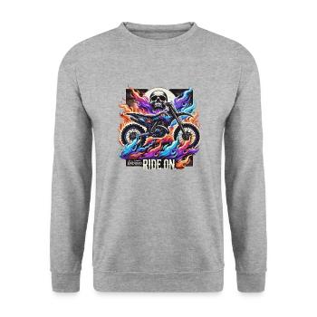 Motorrad Motocross biker bike - Unisex Pullover - Weißgrau meliert - Vorne - Alina (178cm) & Michal (187cm)