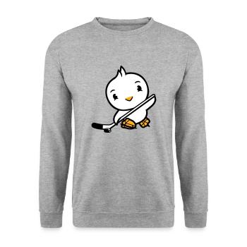 Bird Playing Hockey Sport Puck Stick Hobby - Unisex Sweatshirt - salt & pepper - Front - Alina (178cm) & Michal (187cm)