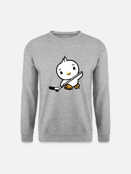 Vogel spielen Eishockey Sport Puck Schläger Hobby - Unisex Pullover - Weißgrau meliert