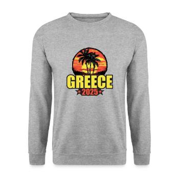 Grèce 2025 Vacances Palmiers Colorés - Sweat-shirt Unisexe - gris chiné - Devant - Alina (178cm) & Michal (187cm)