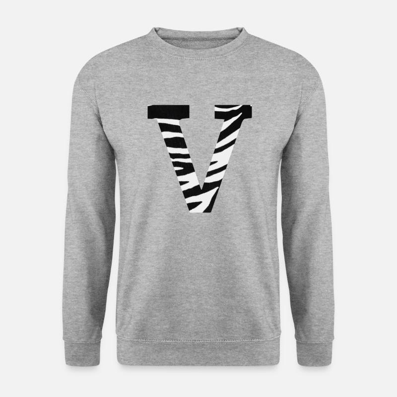 Buchstabe v zebra - Unisex Pullover - Weißgrau meliert