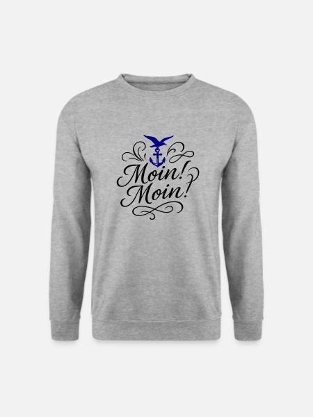 Moin Moin Spruch - Unisex Pullover - Weißgrau meliert