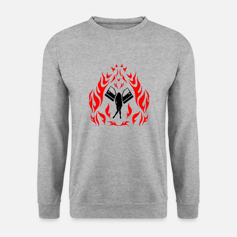 Engel / Flammen - Unisex Pullover - Weißgrau meliert