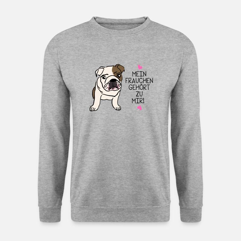 englische Bulldogge - Unisex Pullover - Weißgrau meliert