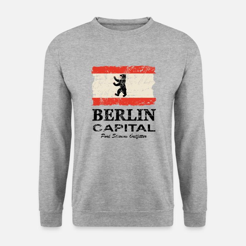 Berlin Vintage Flag - Unisex Pullover - Weißgrau meliert