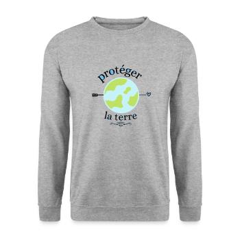écologie - sauver la planète " protéger la terre" - Sweat-shirt Unisexe - gris chiné - Devant - Alina (178cm) & Michal (187cm)