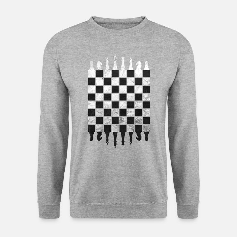 SCHACH SCHACHBRETT SCHACHSPIELER - Unisex Pullover - Weißgrau meliert