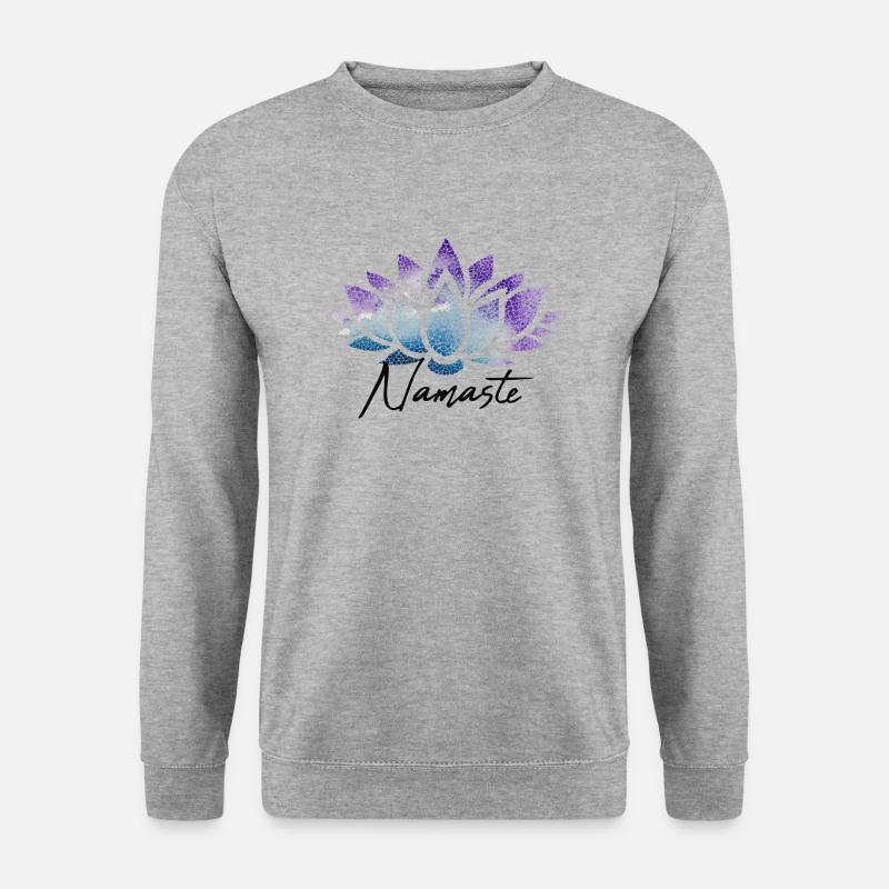 Namaste Lotusblüte bunt Muster Pattern - Unisex Pullover - Weißgrau meliert