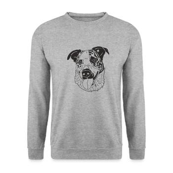 Basenji Mix - Unisex Pullover - Weißgrau meliert - Vorne - Alina (178cm) & Michal (187cm)