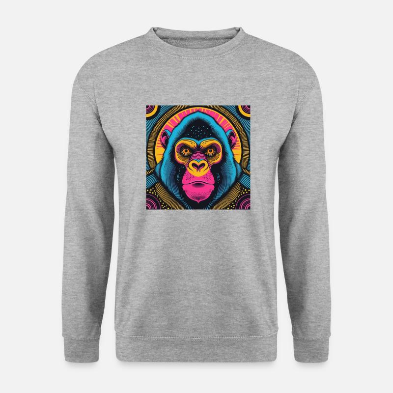 Elektrischer Gorilla - Unisex Pullover - Weißgrau meliert
