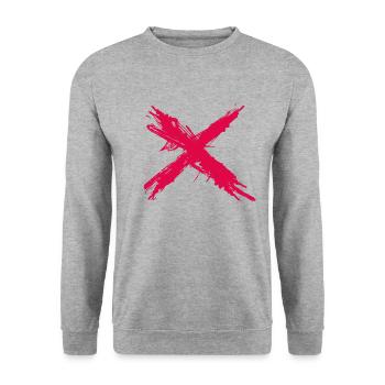 Splash Cross rot - Unisex Pullover - Weißgrau meliert - Vorne - Alina (178cm) & Michal (187cm)