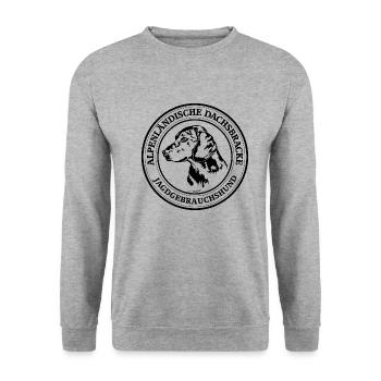 ALPENLÄNDISCHE DACHSBRACKE Jagdgebrauchshund - Unisex Pullover - Weißgrau meliert - Vorne - Alina (178cm) & Michal (187cm)