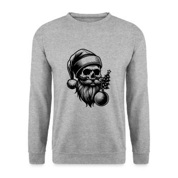 Santa Claus Skull with Christmas Ornament - Unisex Sweatshirt - salt & pepper - Front - Alina (178cm) & Michal (187cm)