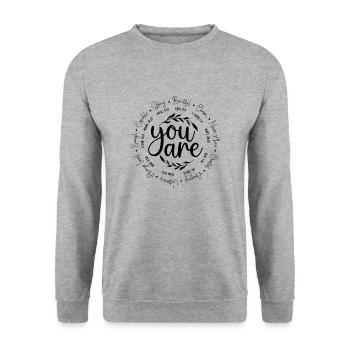 You Are – Inspirational Bible Verse Quotes - Unisex Sweatshirt - salt & pepper - Front - Alina (178cm) & Michal (187cm)