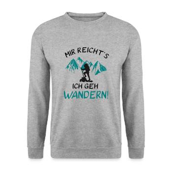 Mir reicht's - Ich geh Wandern! - Unisex Pullover - Weißgrau meliert - Vorne - Alina (178cm) & Michal (187cm)