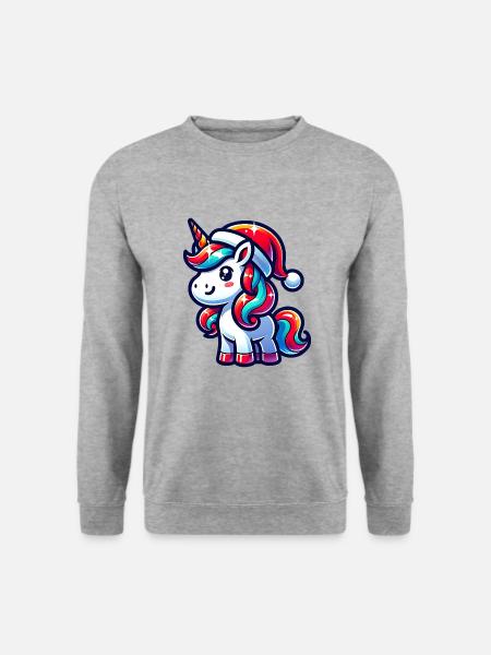 Einhorn Weihnachten |Weihnachtsgeschenk | Geschenk - Unisex Pullover - Weißgrau meliert
